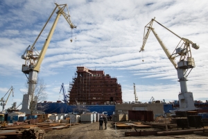 Строительство головного ледокола проекта 22220 "Арктика" на Балтийском заводе в Санкт-Петербурге